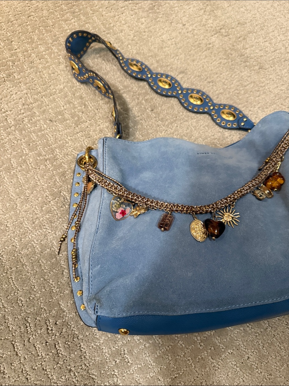 Aimee Kestenberg Roma Double Entry Blue Should Bag - Picture 3 of 15